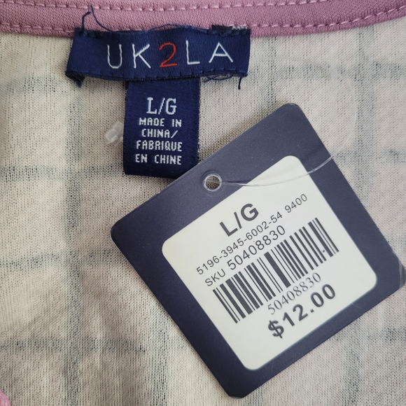 UK2LA Womens Lg. 2 Piece Set Purple Grid Dress - Picture 8 of 8